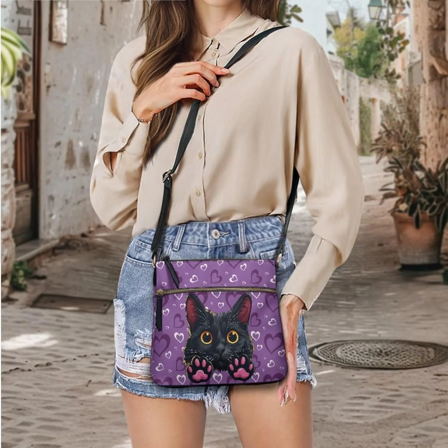 Crossbody Purse Leather Shoulder Bag for Women Work Travel Messneger Bag with Wristlet Wallet Set of 2