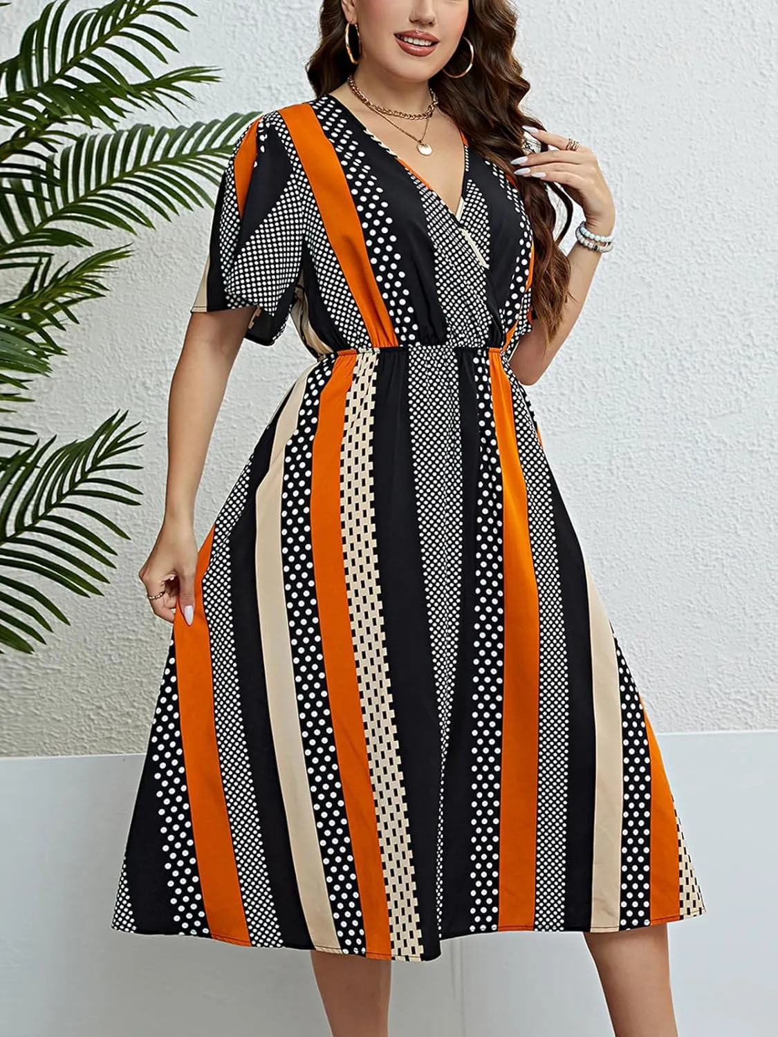 CUPSHE Womens Plus Size Dress 2024 Summer Bohemian Midi Dresses Flowy Beach Sundress