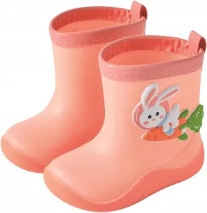 Cute Kids Rain Boots Toddler Rain Boots Infant Waterproo Rubber Mud Boots for Girls Boys with Easy-On Baby Moccasins