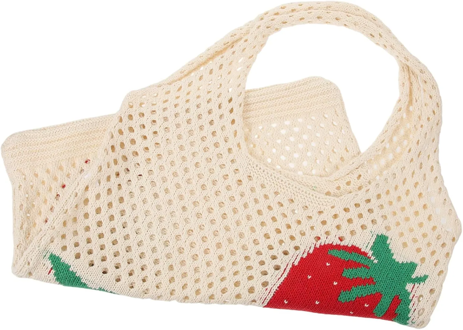 Cute Strawberry Tote Bag for Women Hand Woven Aesthetic Shoulder Bag Portable Summer Beach Handbag Durable Crochet Tote for Daily Life Travel and Parties