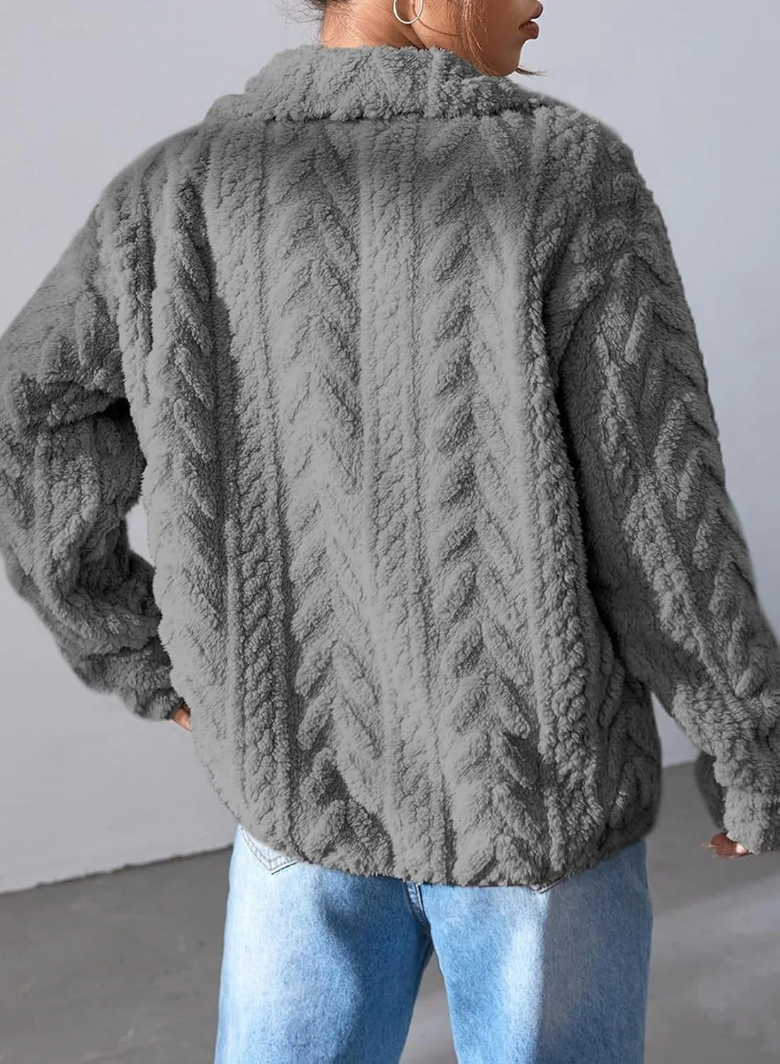 Dokotoo Winter Fleece Jacket for Women Oversized Zipper Up 2024 Stand Collar with Pockets Baggy Coats