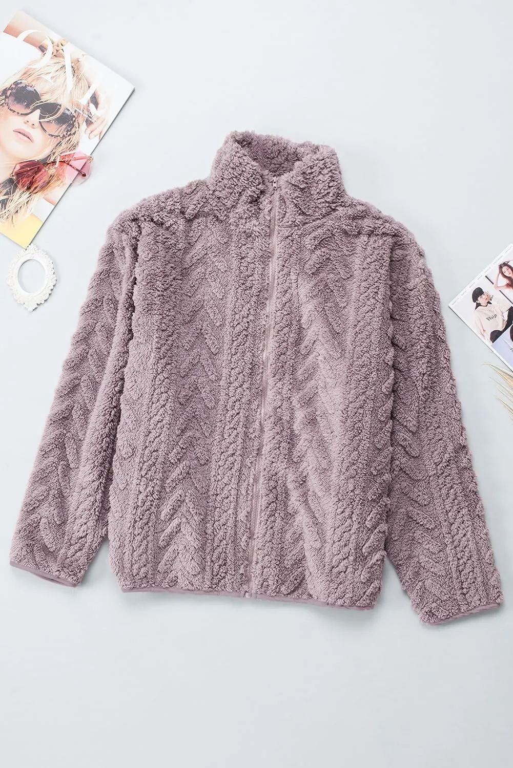 Dokotoo Winter Fleece Jacket for Women Oversized Zipper Up 2024 Stand Collar with Pockets Baggy Coats
