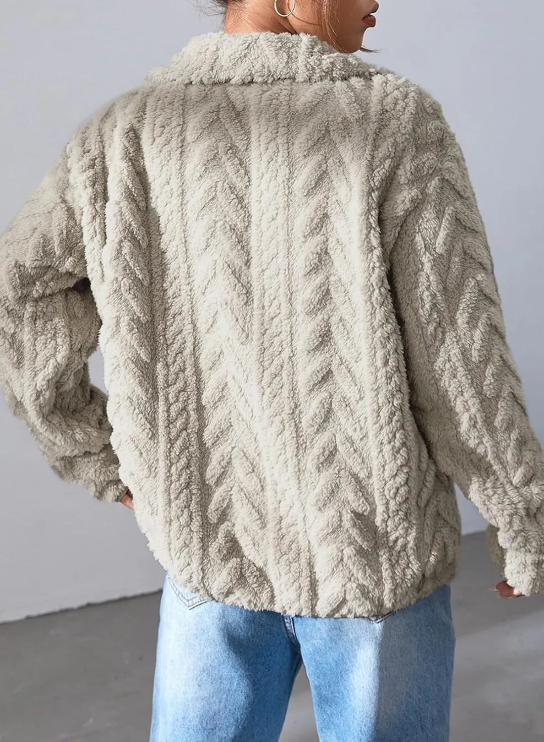 Dokotoo Winter Fleece Jacket for Women Oversized Zipper Up 2024 Stand Collar with Pockets Baggy Coats