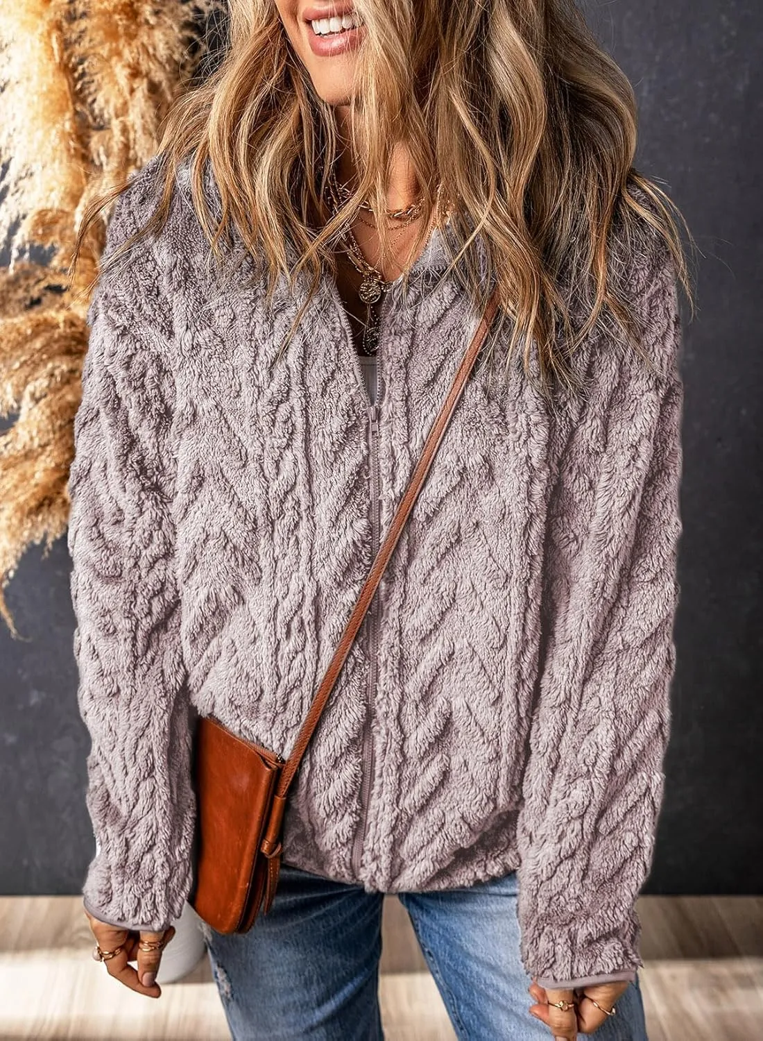 Dokotoo Winter Fleece Jacket for Women Oversized Zipper Up 2024 Stand Collar with Pockets Baggy Coats