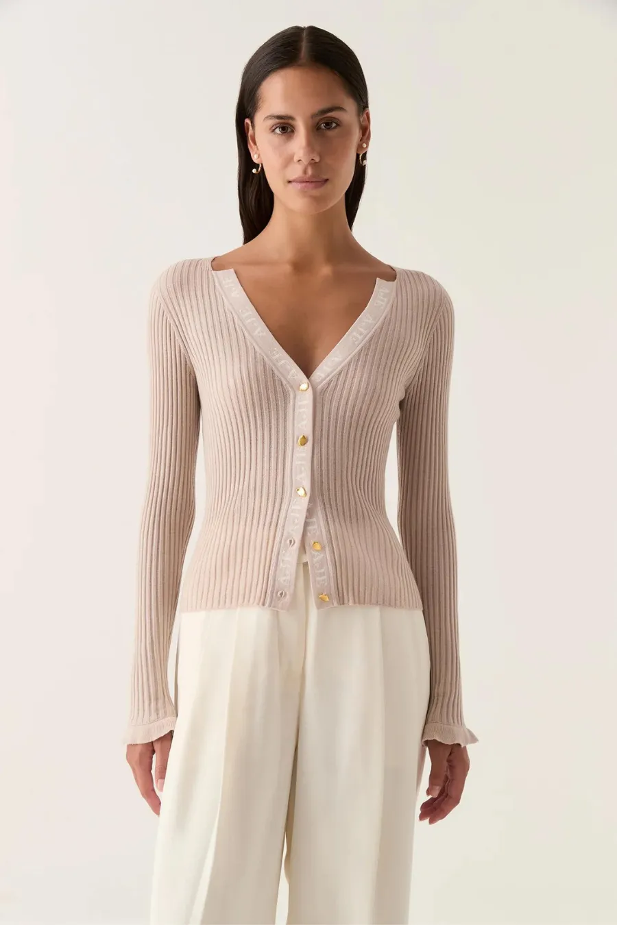 Duality Seamless Cardigan Natural Beige/Ivory Logo