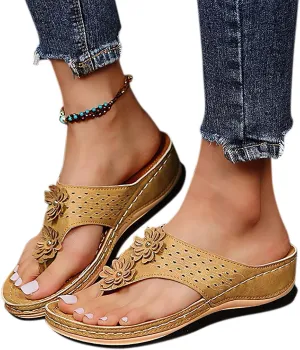 Eduavar Comfortable Sandals for Women, Sandals for Women Wedge Open Toe Platform Sandals Comfy Orthopedic Thong Sandals