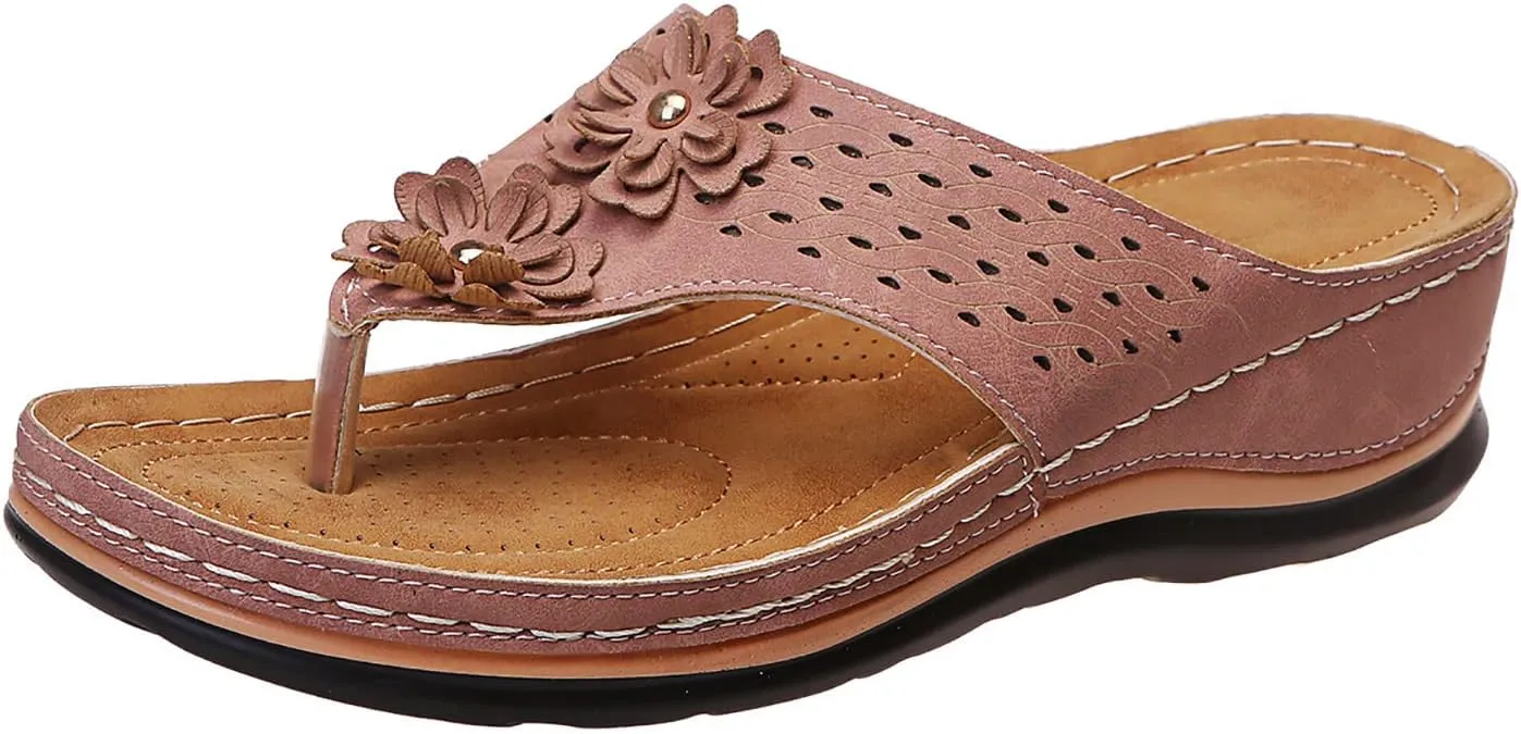 Eduavar Comfortable Sandals for Women, Sandals for Women Wedge Open Toe Platform Sandals Comfy Orthopedic Thong Sandals