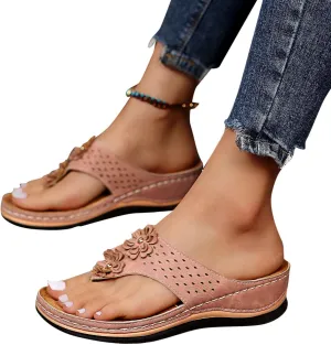 Eduavar Comfortable Sandals for Women, Sandals for Women Wedge Open Toe Platform Sandals Comfy Orthopedic Thong Sandals