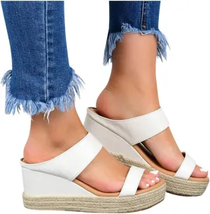 Eduavar Orthopedic Sandals for Women, Sandals Women Comfortable Espadrille Platform Wedge Sandals Summer Slip On Sandals