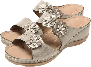 Eduavar Orthopedic Sandals for Women, Sandals Women Dressy Floral Sandals Breathable Open Toe Slip On Sandal Walking Slippers