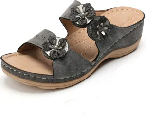Eduavar Orthopedic Sandals for Women, Sandals Women Dressy Floral Sandals Breathable Open Toe Slip On Sandal Walking Slippers