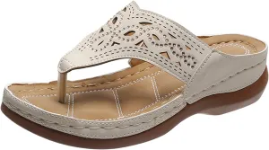 Eduavar Orthopedic Sandals for Women, Sandals Women Retro Breathable Hollow Out Flip Flops Summer Beach Sandals Slippers