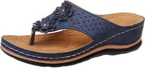Eduavar Orthopedic Sandals for Women, Womens Sandals Comfortable Flip Flops Summer Beach Wedge Sandals with Arch Support