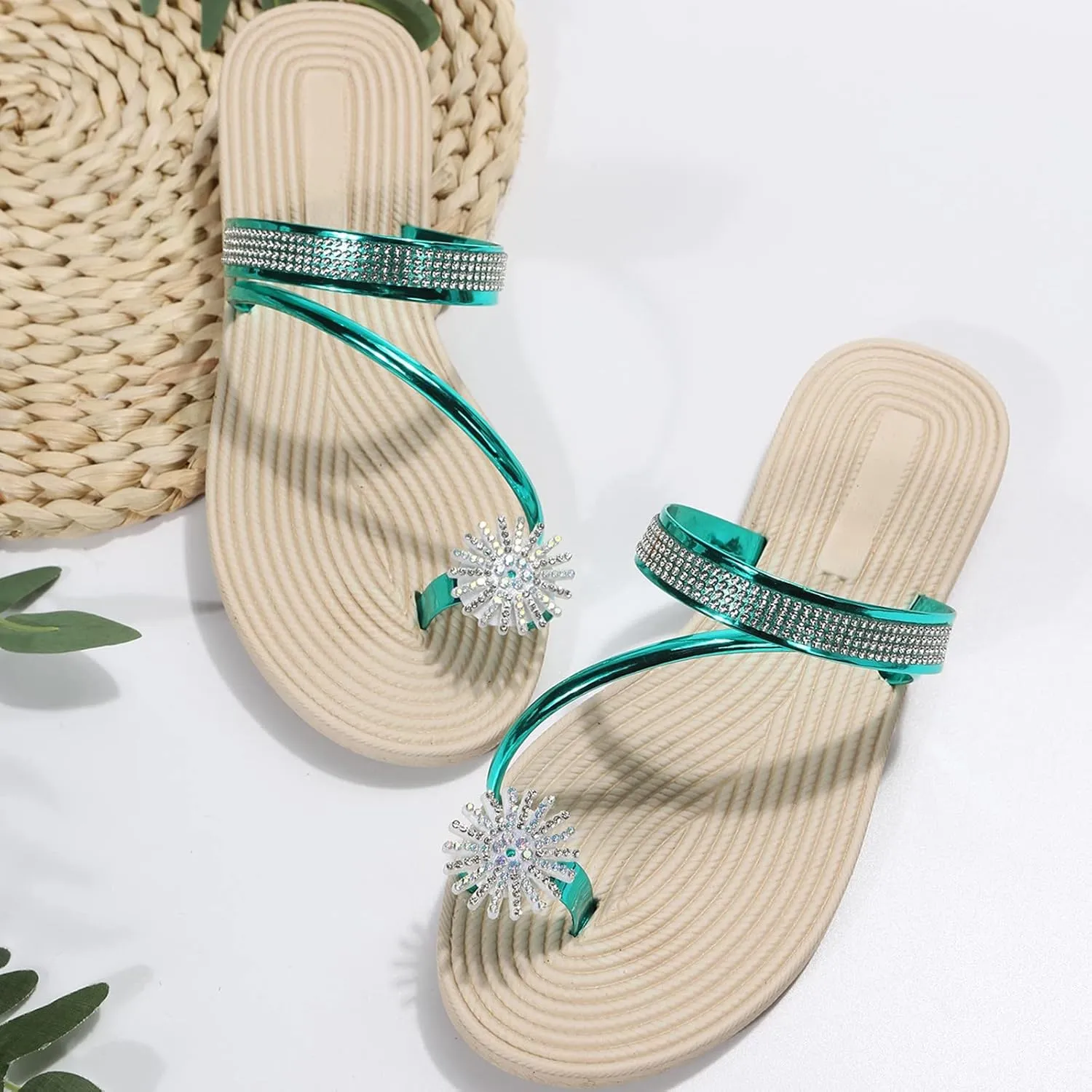 Eduavar Sandals for Women Dressy, Orthopedic Sandals for Women Falt Women Ring Toe Sandals Slippers Anti-Slip Shoes