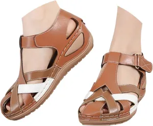 Eduavar Sandals Women Closed Toe Espadrilles Platform Wedge Heels with Adjustable Ankle Strap and Comfortable Cushion Insoles