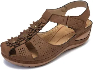 Eduavar Sandals Women Fashion, Sandals Women Dressy Summer Comfortable Wedge Sandals Close Toe Sandals Shoes