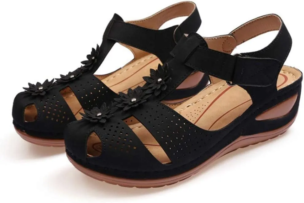 Eduavar Sandals Women Fashion, Sandals Women Dressy Summer Comfortable Wedge Sandals Close Toe Sandals Shoes