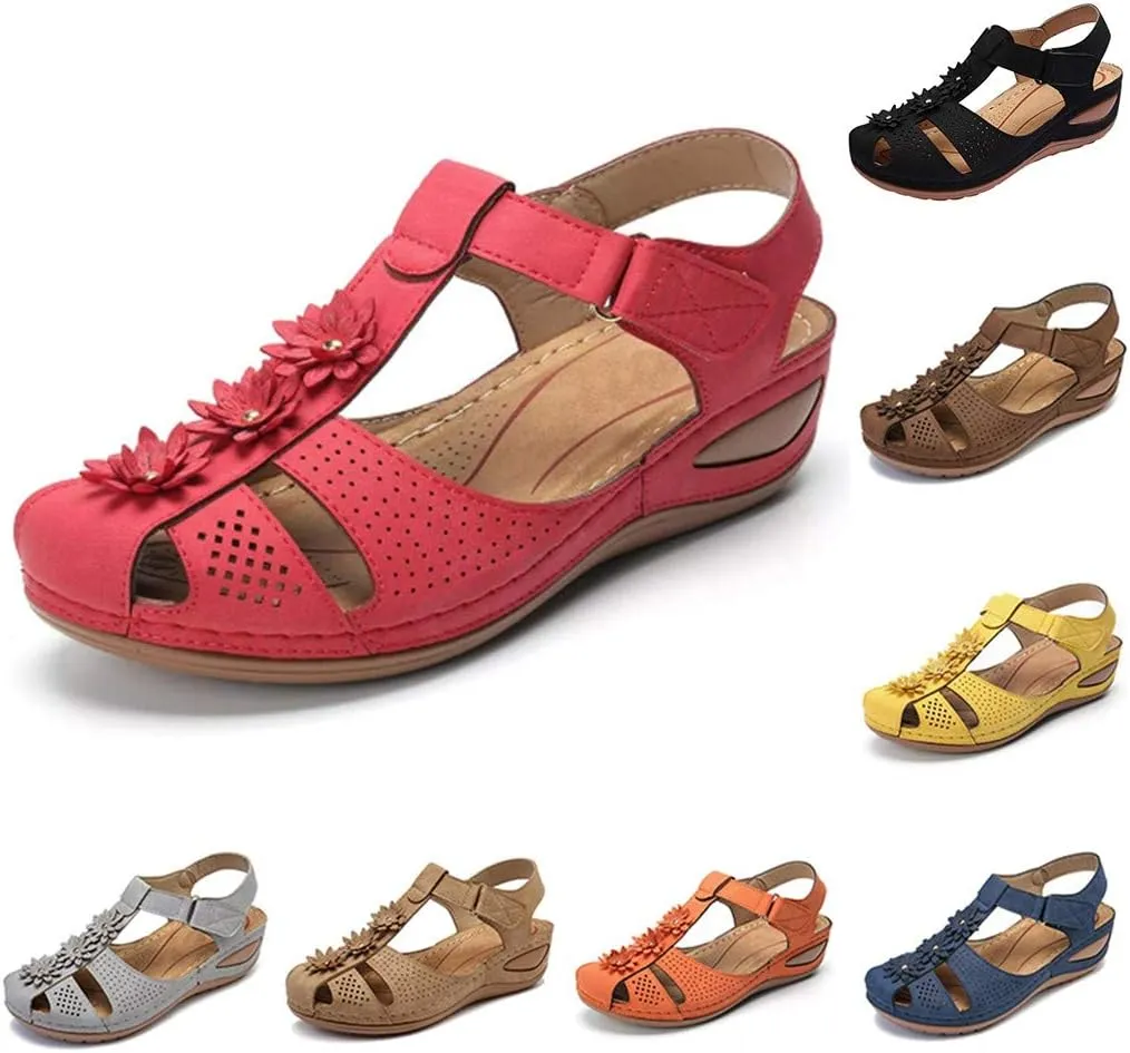 Eduavar Sandals Women Fashion, Sandals Women Dressy Summer Comfortable Wedge Sandals Close Toe Sandals Shoes