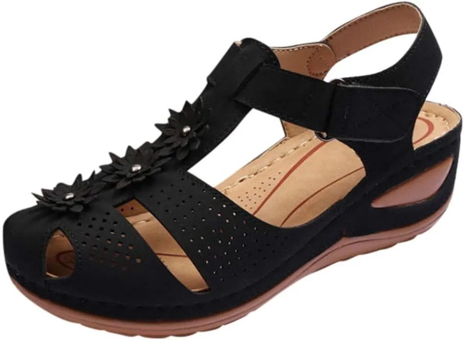 Eduavar Sandals Women Fashion, Sandals Women Dressy Summer Comfortable Wedge Sandals Close Toe Sandals Shoes