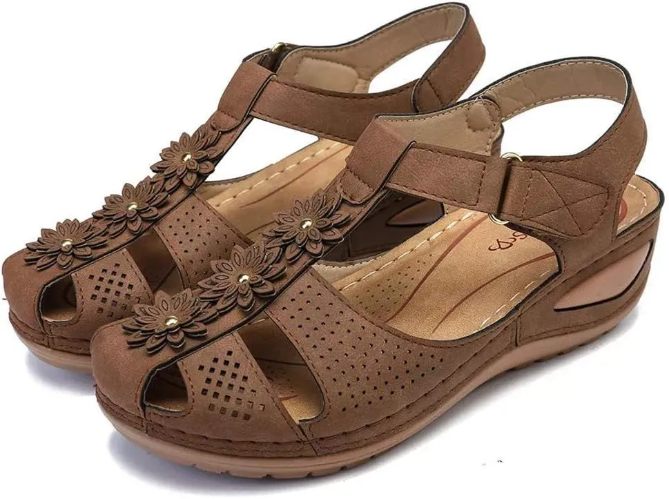 Eduavar Sandals Women Fashion, Sandals Women Dressy Summer Comfortable Wedge Sandals Close Toe Sandals Shoes