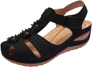 Eduavar Sandals Women Fashion, Sandals Women Dressy Summer Comfortable Wedge Sandals Close Toe Sandals Shoes