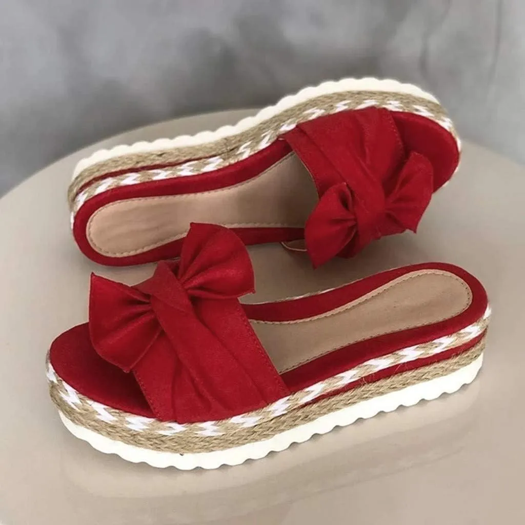 Eduavar Shoes for Women Sandals Dressy, Women Sandals Dressy Bow Tie Sandals Slip On Espadrille Platform Sandals