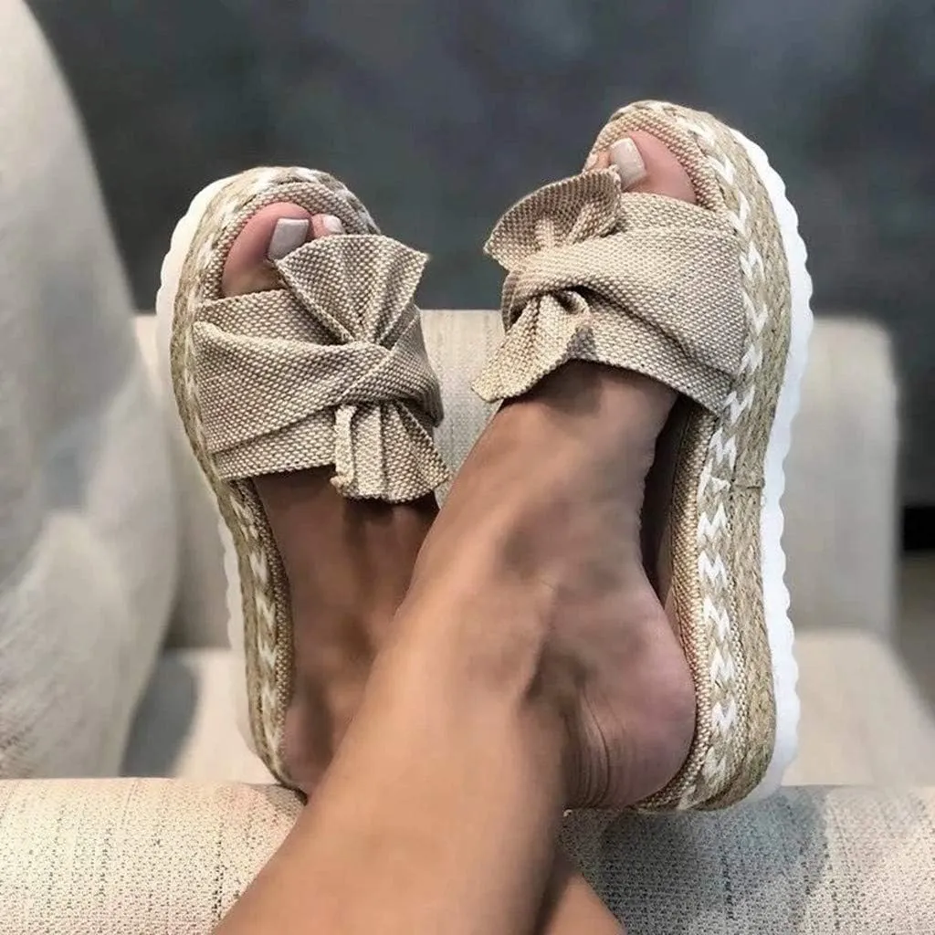 Eduavar Shoes for Women Sandals Dressy, Women Sandals Dressy Bow Tie Sandals Slip On Espadrille Platform Sandals
