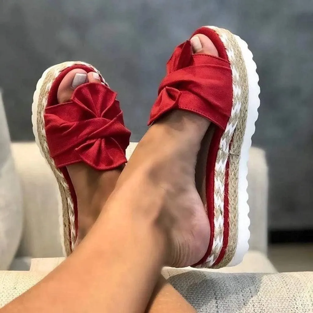 Eduavar Shoes for Women Sandals Dressy, Women Sandals Dressy Bow Tie Sandals Slip On Espadrille Platform Sandals