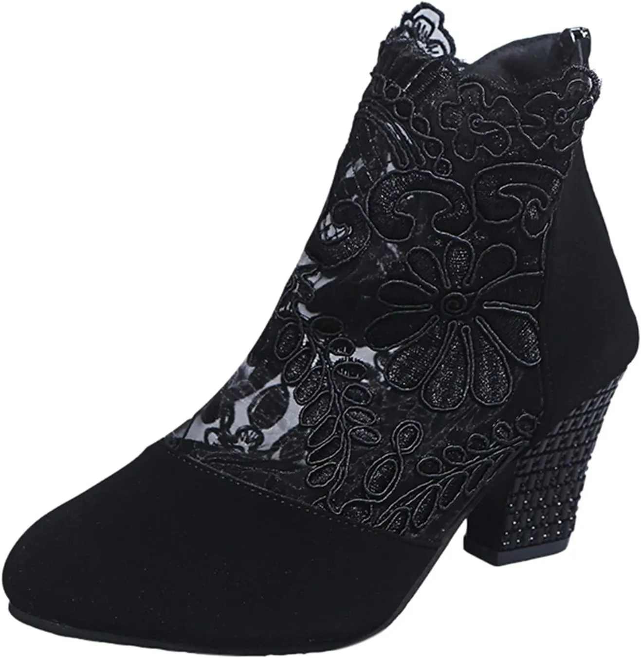 Eduavar Summer Sandals for Women 2023, Sandals Women Dressy Summer Close Toe Boot Sandals Lace Floral Heels Sandals Shoes