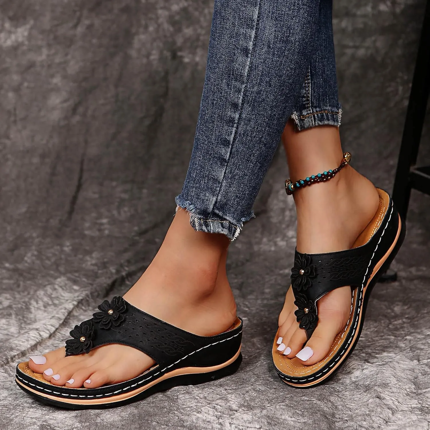 Eduavar Summer Sandals for Women 2023, Womens Sandals Summer Flip Flops Comfortable Wedge Sandals Women Outdoor Shoes