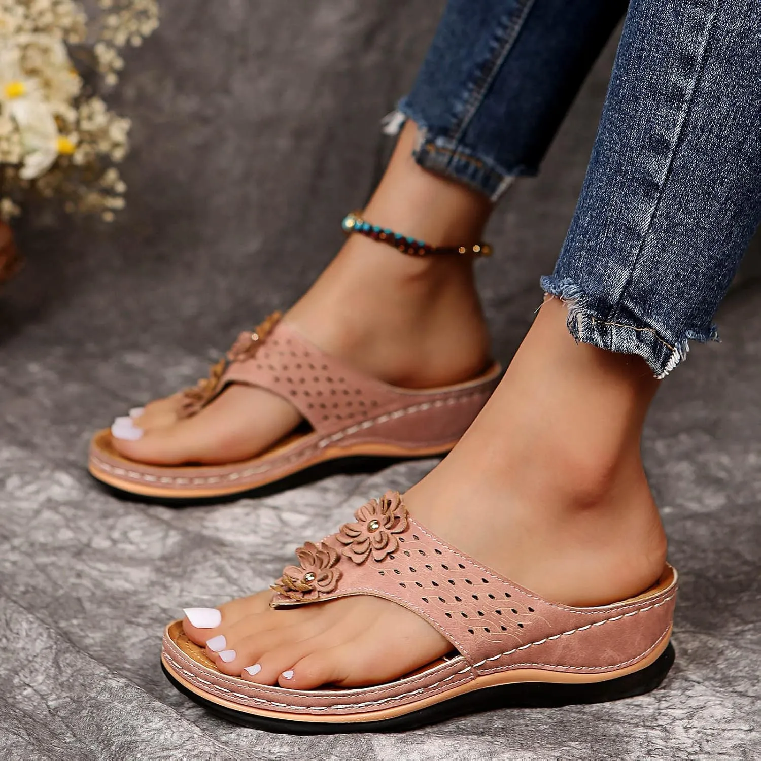 Eduavar Summer Sandals for Women 2023, Womens Sandals Summer Flip Flops Comfortable Wedge Sandals Women Outdoor Shoes