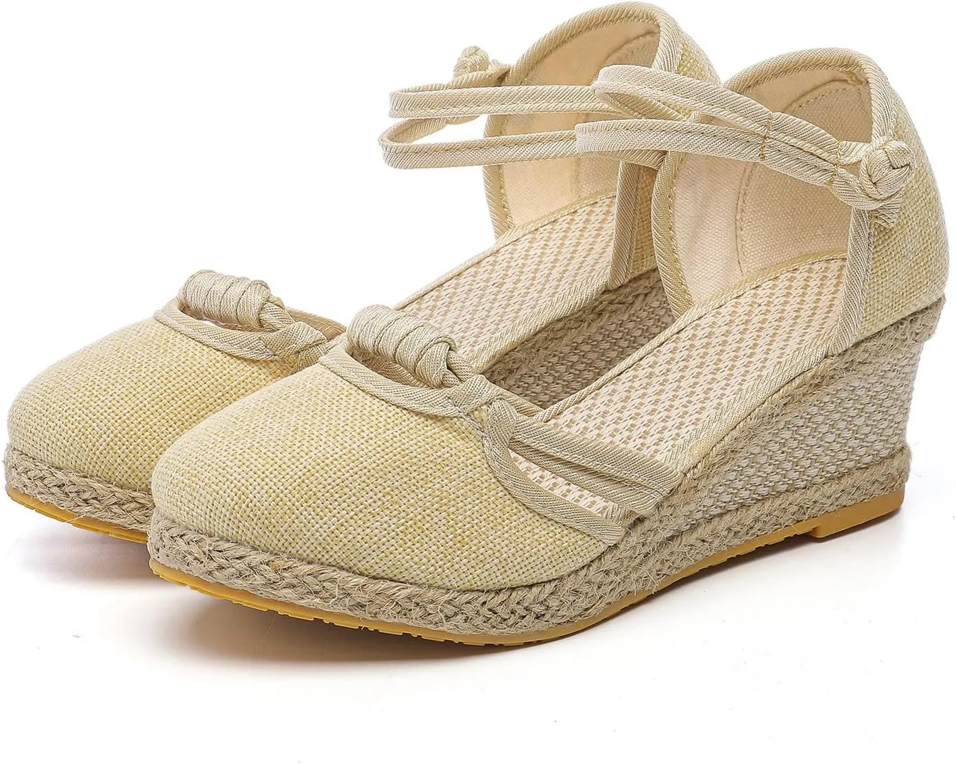 Eduavar Summer Sandals for Women, Orthopedic Sandals for Women Comfy Espadrille Wedge Platform Sandal Close Toe Shoes