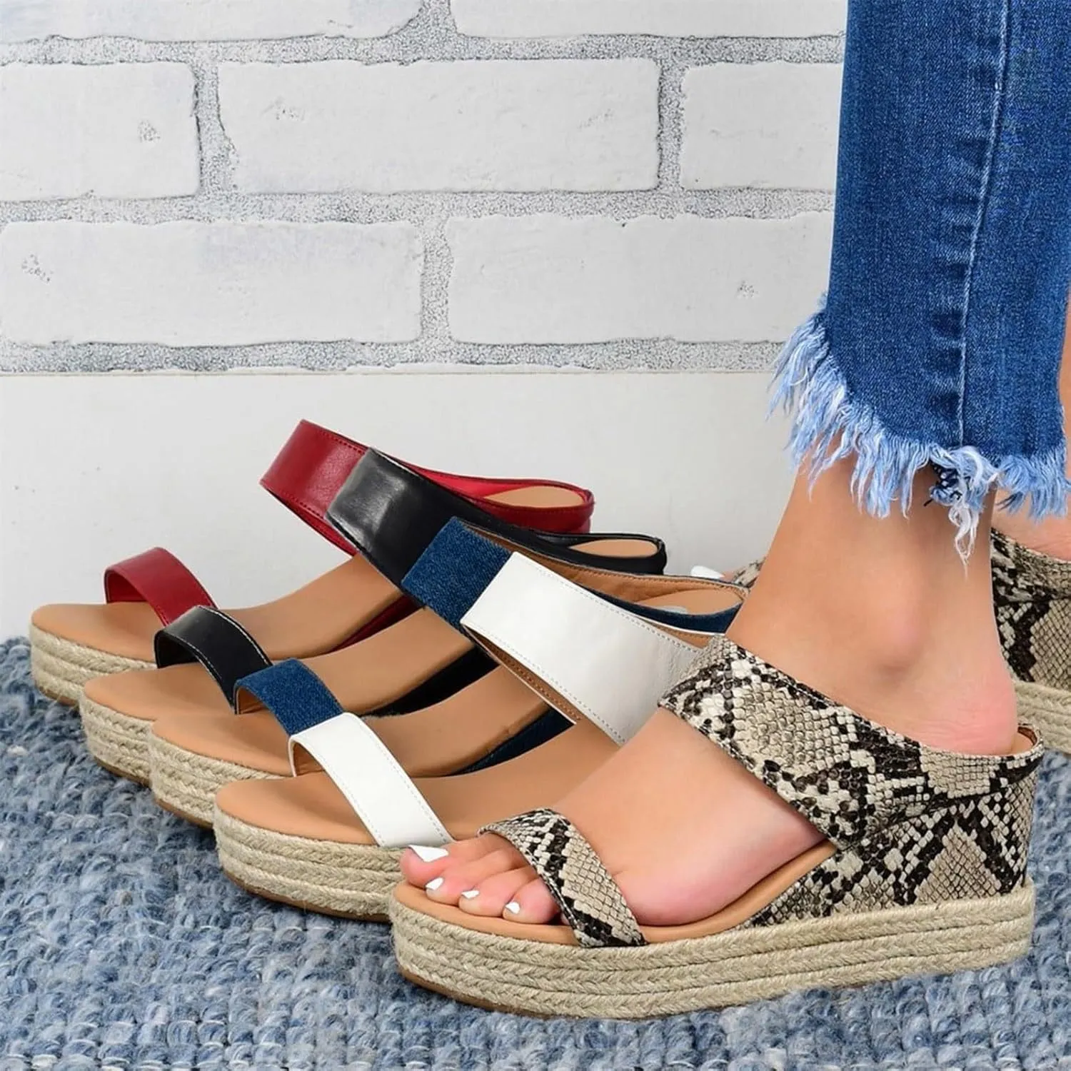 Eduavar Wedge Sandals for Women Dressy, Espadrille Sandals for Women Summer Travel Beach Sandals Platform Wedge Sandals