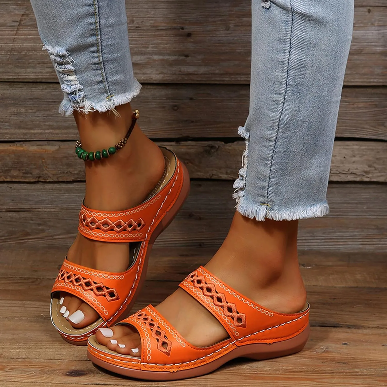 Eduavar Wedge Sandals for Women Dressy, Womens Sandals Comfortable Slip On Sandals Open Toe Slip On Walking Sandals Shoes