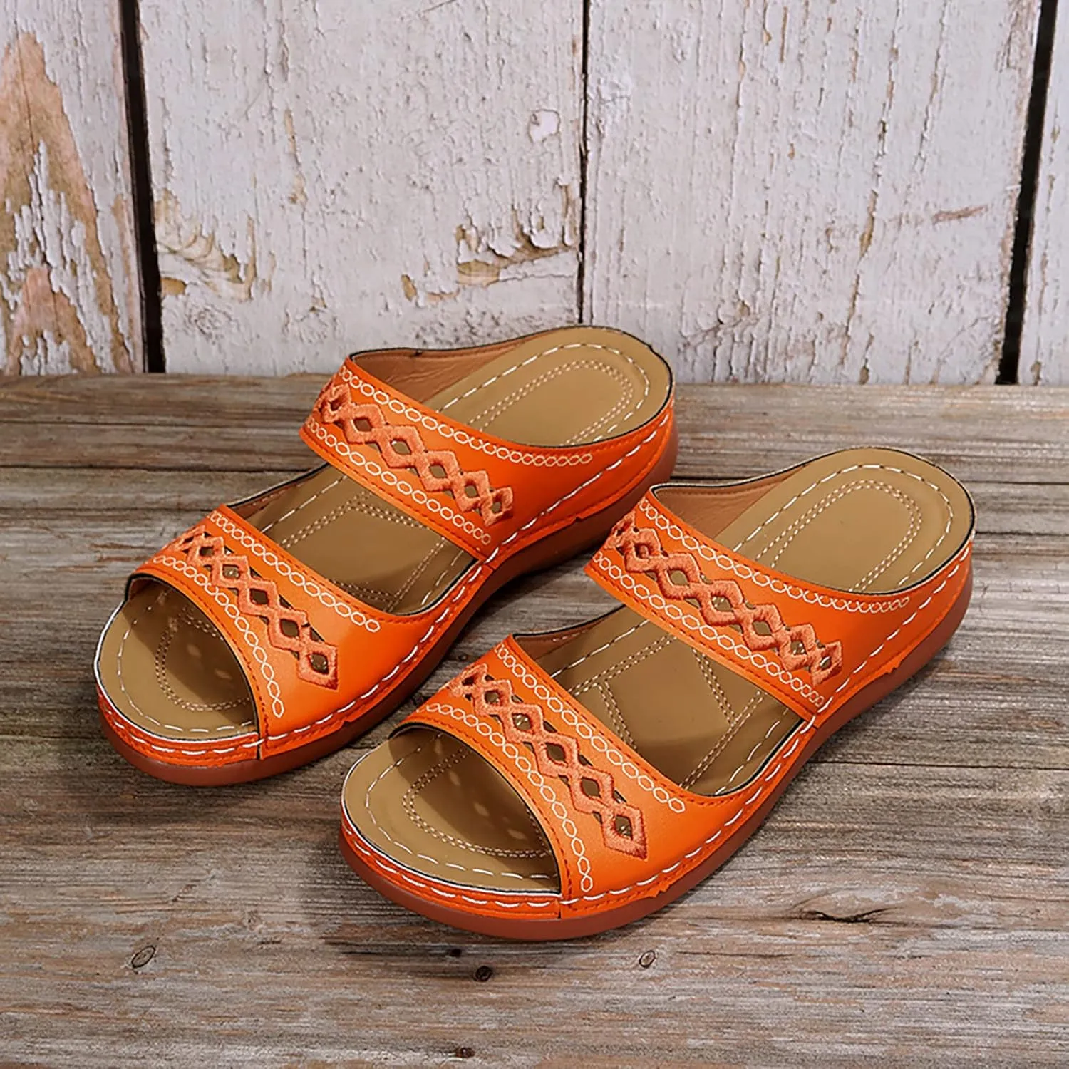 Eduavar Wedge Sandals for Women Dressy, Womens Sandals Comfortable Slip On Sandals Open Toe Slip On Walking Sandals Shoes