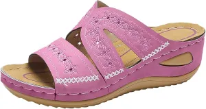 Eduavar Womens Sandals Comfortable, Sandals Women Fashion Slip On Sandals Comfortable Peep Toe Sandals Summer Walking Shoes