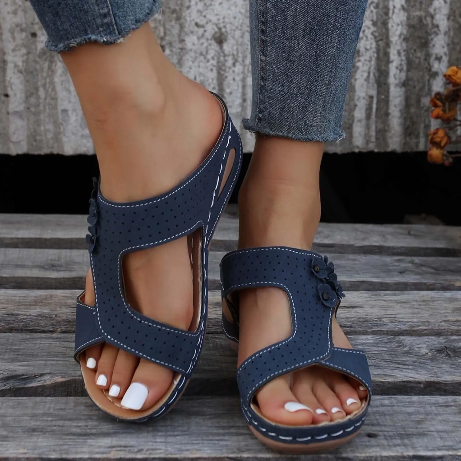 Eduavar Womens Sandals Dressy, Sandals Women Comfortable Sandals Slippers Open Toe Wedge Sandals with Arch Support