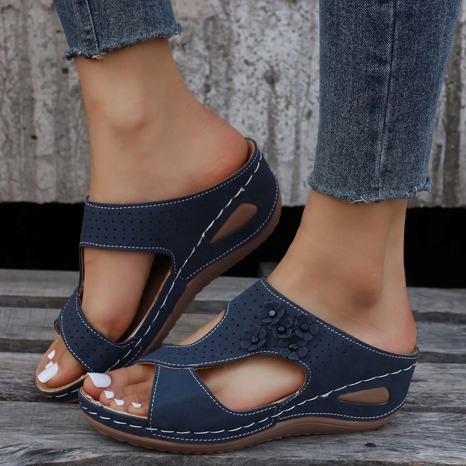 Eduavar Womens Sandals Dressy, Sandals Women Comfortable Sandals Slippers Open Toe Wedge Sandals with Arch Support