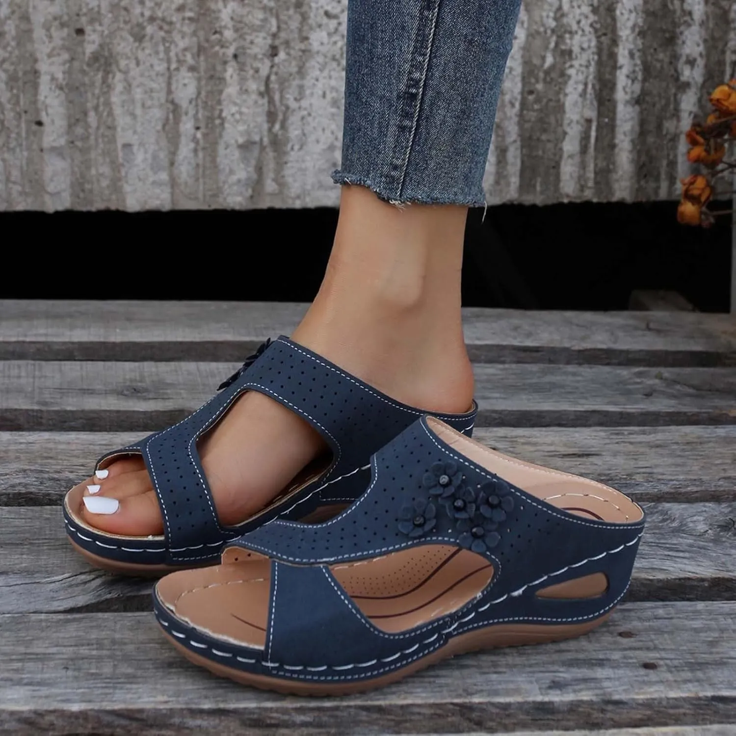 Eduavar Womens Sandals Dressy, Sandals Women Comfortable Sandals Slippers Open Toe Wedge Sandals with Arch Support