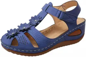 Eduavar Womens Sandals, Sandals for Women Casual Summer Close Toed Sandals Ankle Strap Wedge Sandals Shoes