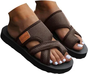 Eduavar Womens Sandals Summer Fashion 2025 Wide Beach Breathable Comfortable Mesh Hollow Mesh Slide Sandls Orthopedic Shoes