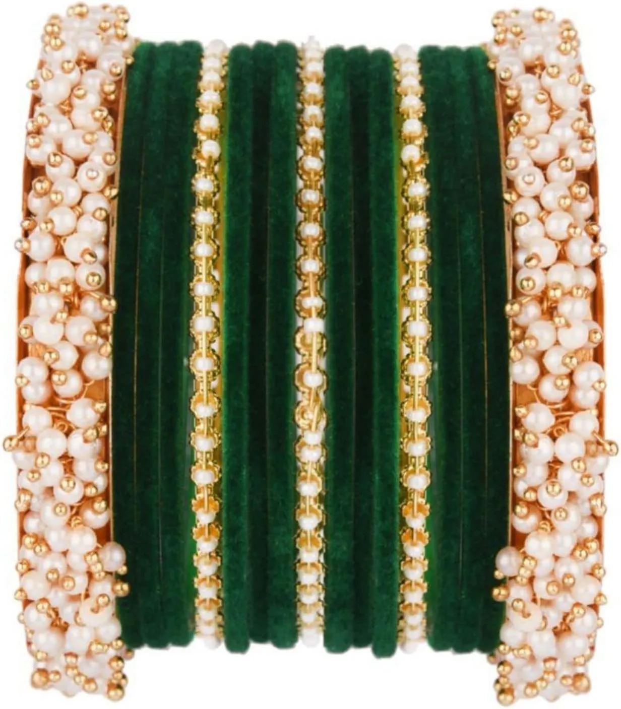 Efulgenz Velvet Bangles For Women Indian Jewelry Faux Pearl Bangles Bracelet Velvet Bangles Wedding Bridal Indian Jewelry Sets For Women