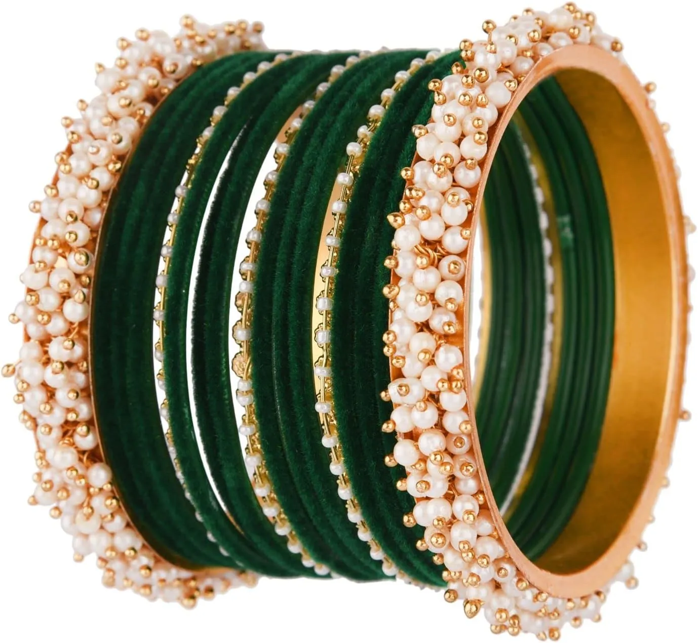 Efulgenz Velvet Bangles For Women Indian Jewelry Faux Pearl Bangles Bracelet Velvet Bangles Wedding Bridal Indian Jewelry Sets For Women
