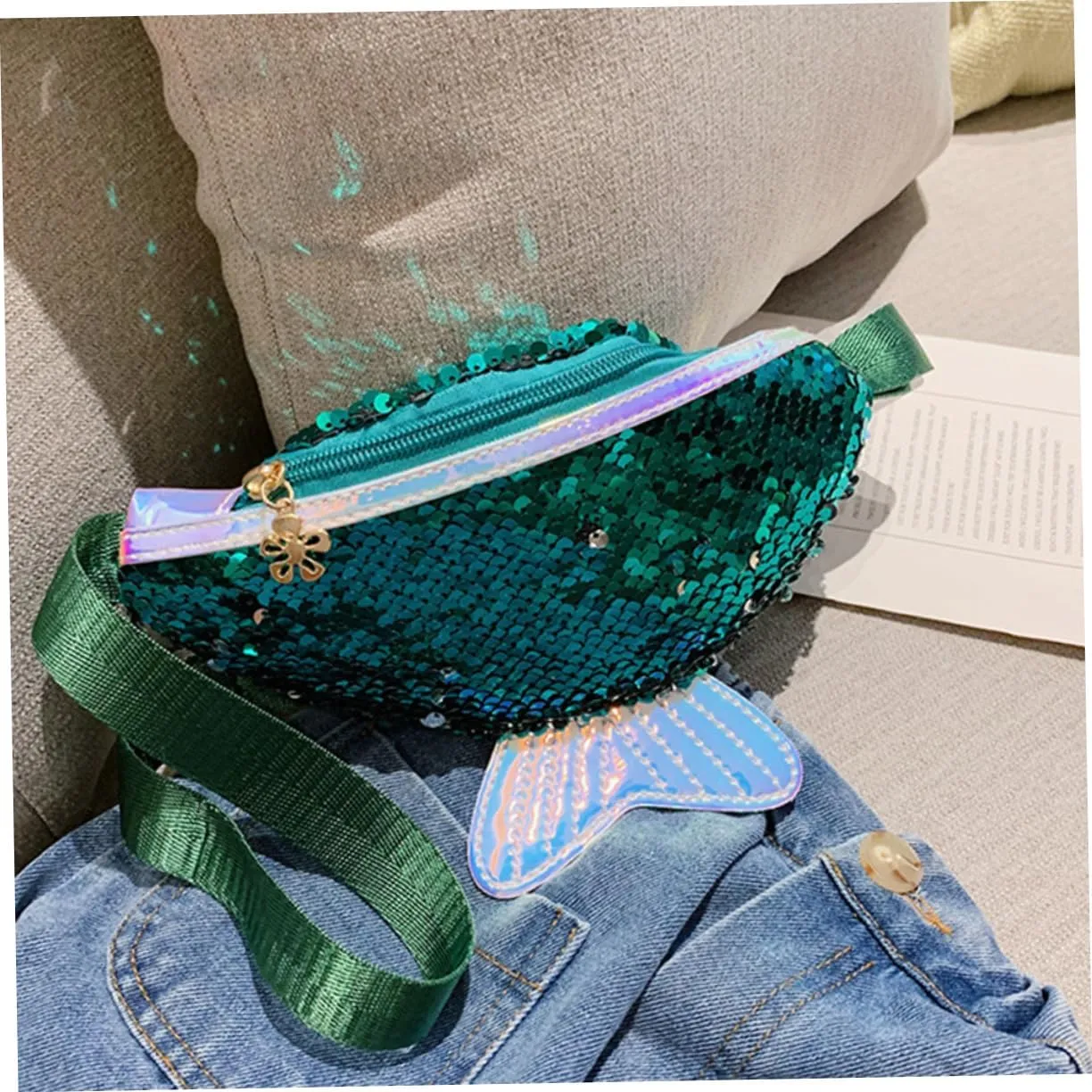 Elegant Fish Tail Waist Pouch Sequins Women's Bag for Sports Hiking Travel