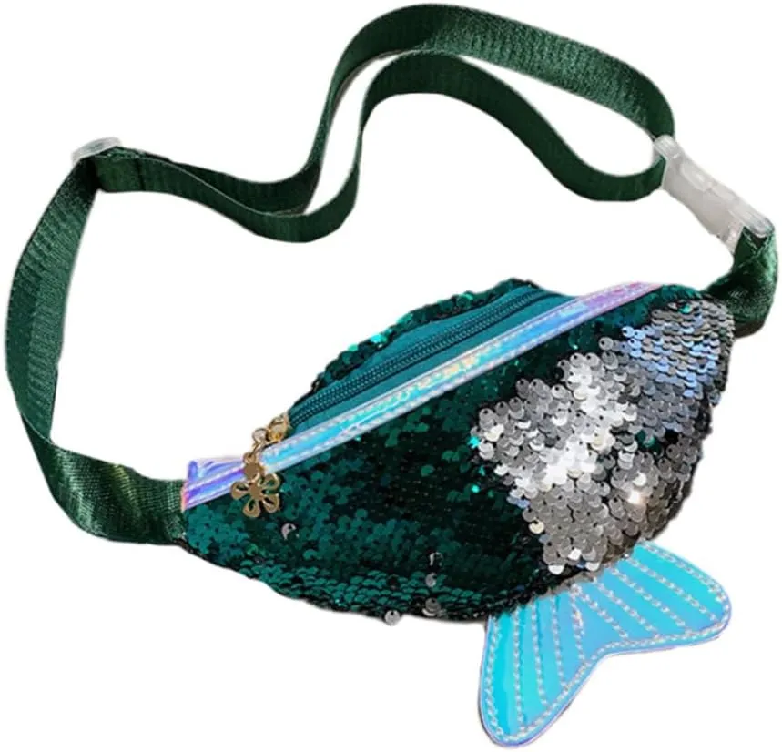 Elegant Fish Tail Waist Pouch Sequins Women's Bag for Sports Hiking Travel