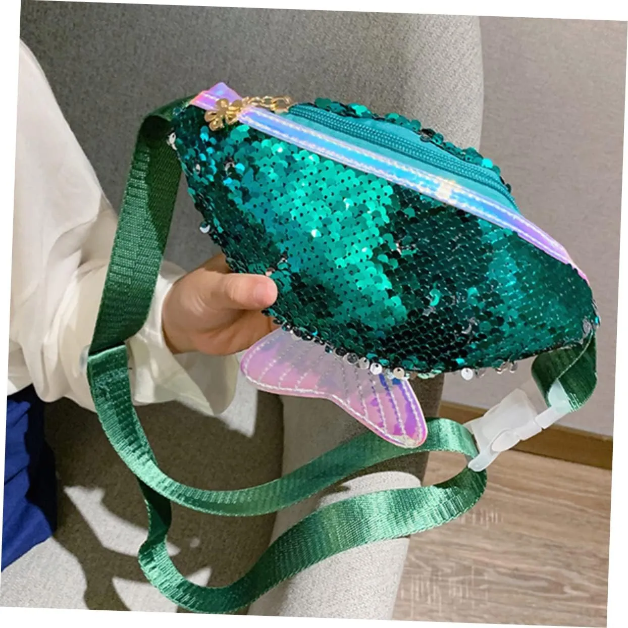 Elegant Fish Tail Waist Pouch Sequins Women's Bag for Sports Hiking Travel