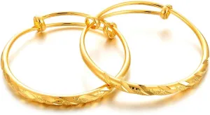 Ethlyn 2pcs/lot 18K Gold Plated Stars Kids Lucky Bangles &bracelets Birthday Christmas Gifts for baby boys and girls
