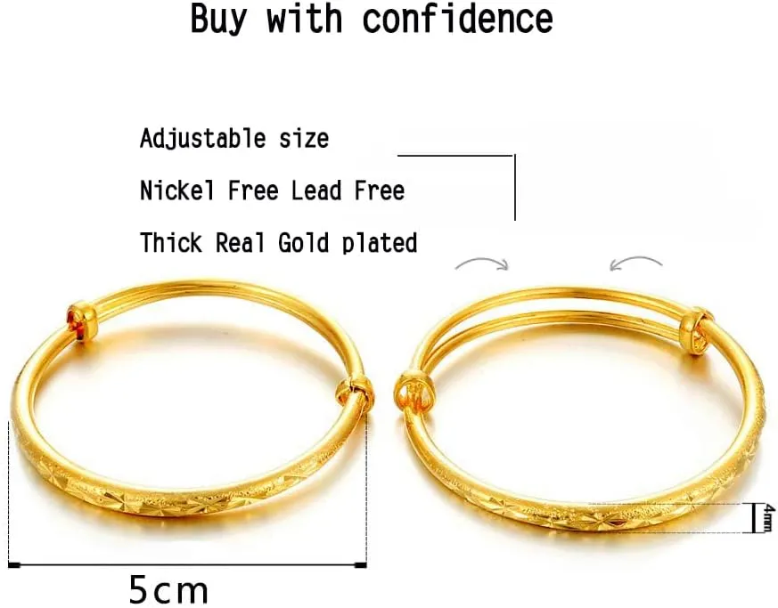 Ethlyn 2pcs/lot 18K Gold Plated Stars Kids Lucky Bangles &bracelets Birthday Christmas Gifts for baby boys and girls