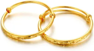 Ethlyn 2pcs/lot 18K Gold Plated Stars Kids Lucky Bangles &bracelets Birthday Christmas Gifts for baby boys and girls