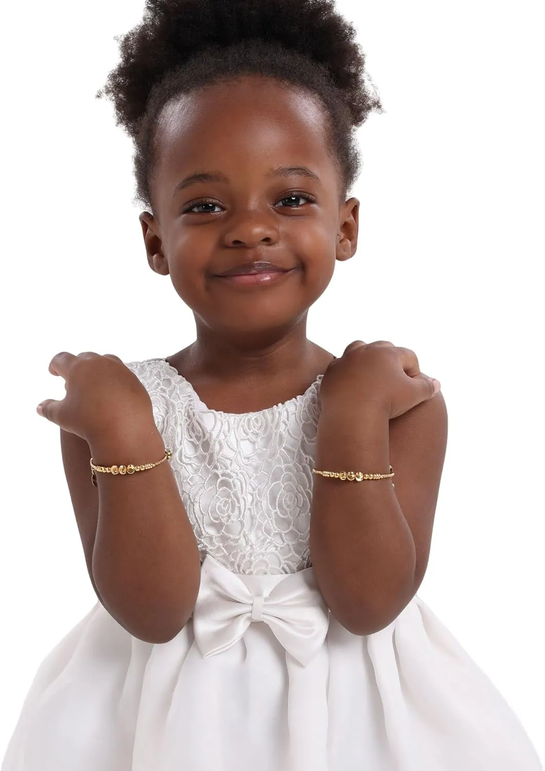 Ethlyn 2Pcs/Lot Kids Jewelry Gold Plated Adjustable Beads Bracelet Bangle Birthday Christmas Gifts for Girls 4years old